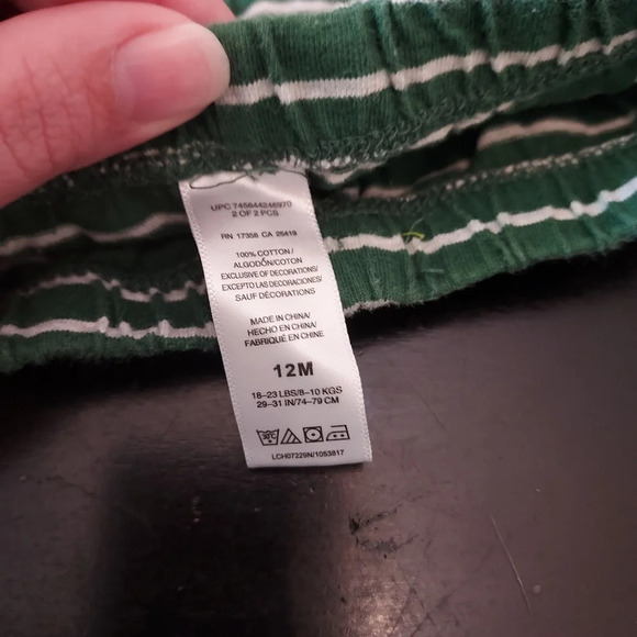 Little Me Green and Gray Striped Dinosaur Jogger 2 Piece Set in Size 12M - Picture 6 of 6